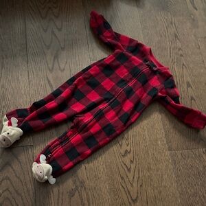 Carter's Red and Black Buffalo Plaid Footed One-Piece